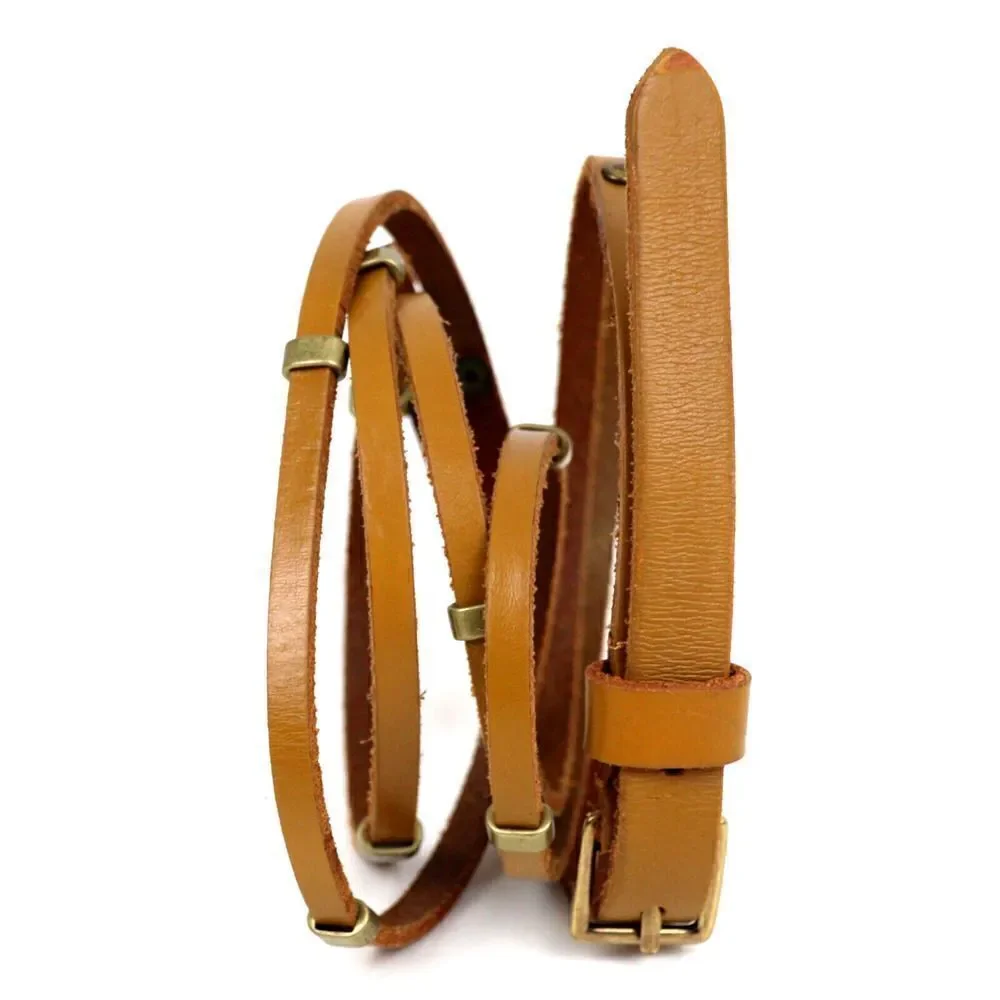 SKINNY STRIPS STUDS BROWN GENUINE LEATHER 0.5